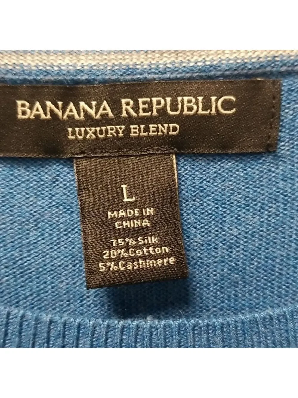 BANANA REPUBLIC LUXURY BLEND BLUE CREWNECK LONG SLEEVE SWEATER SZ LARGE